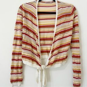 Long sleeve sheer stripe cardigan top